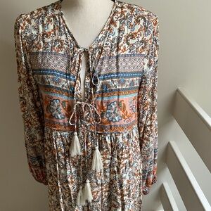 Bohemian Floral Long Sleeve Dress